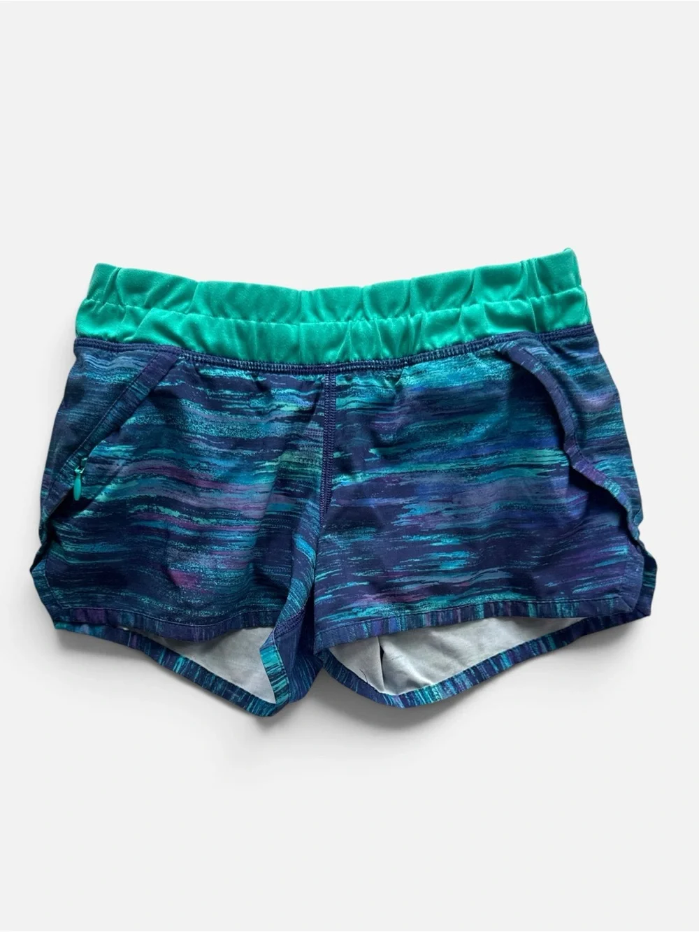 Ivivva Girls Speedy Running Shorts Size 7 Teal Green Teal Blue Purple Space Dye
